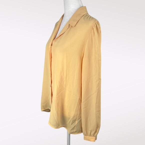 Vintage 80s Jebb Levy Long Sleeve Button Down Shirt Sheer Yellow Size Medium - Picture 4 of 9